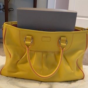 Yellow leather tote bag